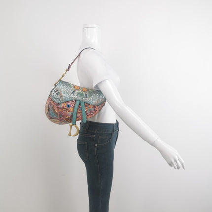 Sold Dior In Lights Saddle Medium Multicolor Beads and Calfskin Leather Shoulder Bag