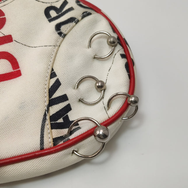 Dior Saddle Mini Classic Hardcore by John Galliano White Canvas Silver Hardware