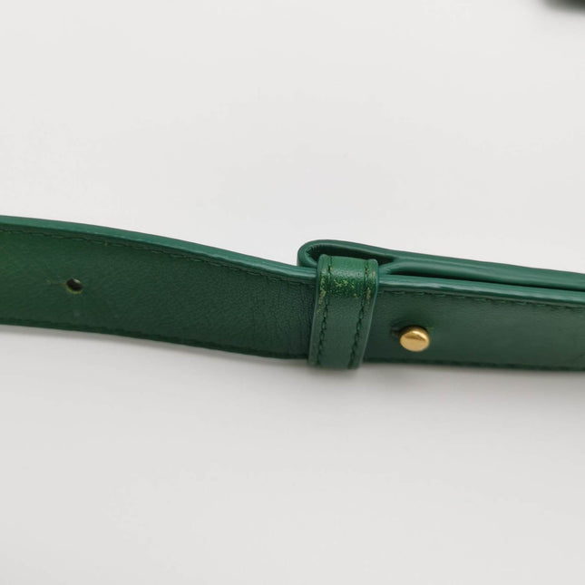 Sold Bottega Veneta Cassette Green Leather Crossbody Bag