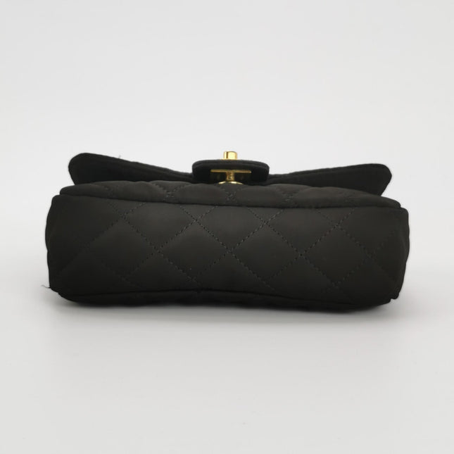 Chanel Classic Flap Extra Mini Black Silk Satin Quilted Gold-tone Hardware