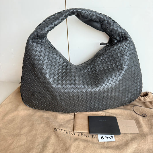 Bottega Veneta Hobo Bag Lambskin leather Dark Grey Large 47cm-Luxbags