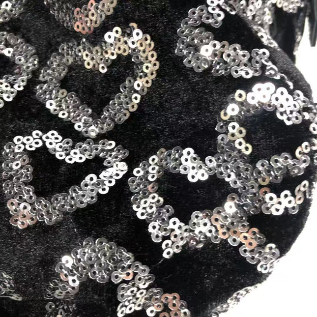FENDI Mini Bucket White Heart Shaped Sequin Black Bag