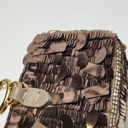 Fendi Nano Baguette Charm Pink Sequins Satin Interior Chain Strap