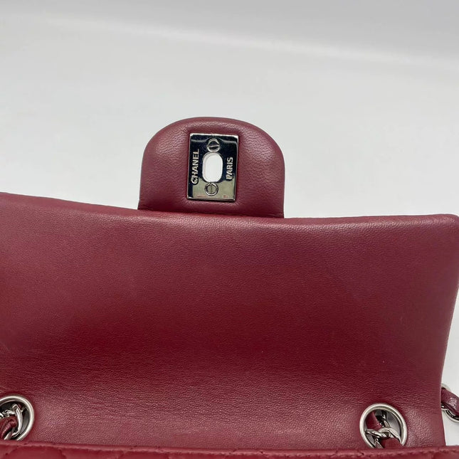Chanel Classic Flap Rectangular Mini Burgundy Lambskin Silver HW, 2019