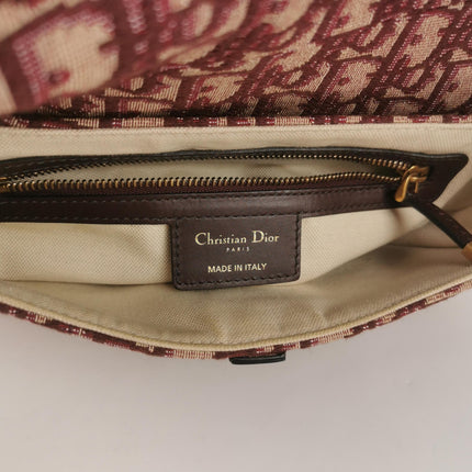 Dior Saddle Medium Burgundy Oblique Monogram Canvas with Strap