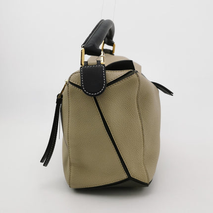 Loewe Puzzle Medium Tricolor Green Beige Calfskin leather bag