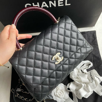 Chanel Coco Handle Medium Black Caviar Leather Silver Hardware, 2021