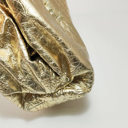 Bottega Veneta Pouch Large Metallic Gold Wrinkled Leather