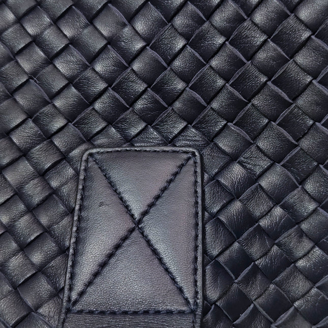 Bottega Veneta Cabat MM Intreccio Leather Tote Bag Navy 40cm