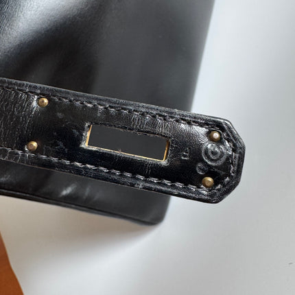 Hermes Kelly 32 Retourne Black Box Leather Gold HW 1987