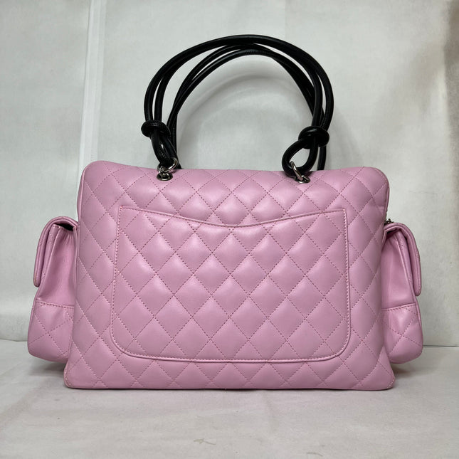 Chanel Cambon Large Pink Calfskin Leather Double Strap Handbag