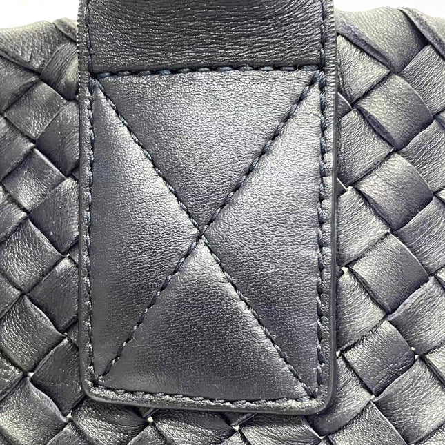 Bottega Veneta Cabat MM Intreccio Leather Tote Bag Navy 40cm