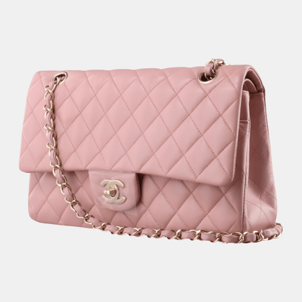Sold Chanel Timeless Classic Flap Medium Cherry Blossom Pink Lambskin Leather Gold Hardware, 2014-2015