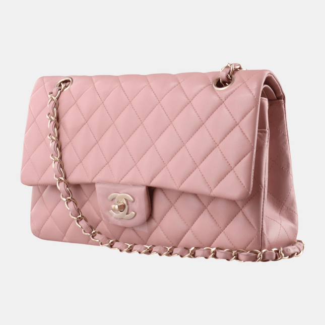 Sold Chanel Timeless Classic Flap Medium Cherry Blossom Pink Lambskin Leather Gold Hardware, 2014-2015