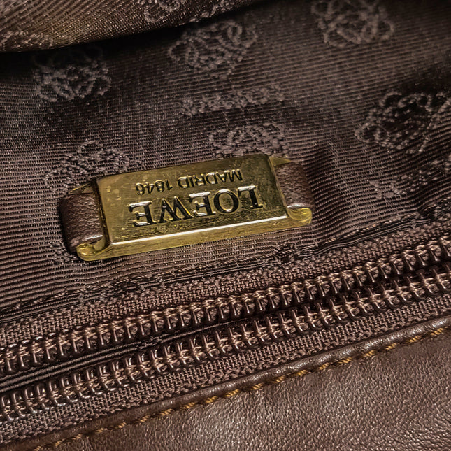 Loewe Flamenco Medium Brown Suede Leather Shoulder Bag 28cm