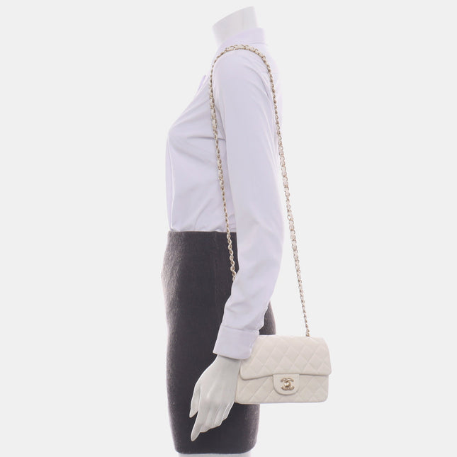 Sold Chanel Classic Flap Rectangular Mini White Lambskin Silver Hardware, 2017