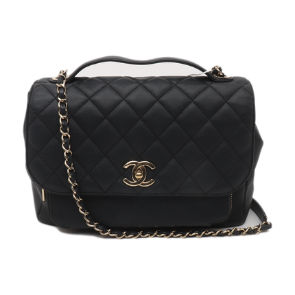 Chanel Business Affinity Large Black Caviar Leather Top Handle Crossbody Bag-Luxbags