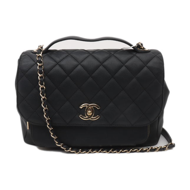 Chanel Business Affinity Large Black Caviar Leather Top Handle Crossbody Bag-Luxbags