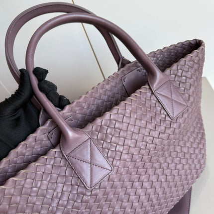 Bottega Veneta Cabat Small Intreccio Leather Tote Bag Dark Lavender Purple