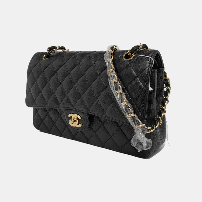 Chanel Classic Flap Medium Black Caviar Leather Gold-tone Hardware