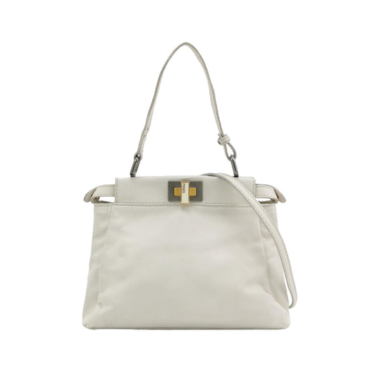 Fendi Peekaboo Mini White Leather Corssbody Bag-Luxbags