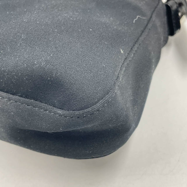 FENDI Baguette Vintage Black Cloth Silver Hardware