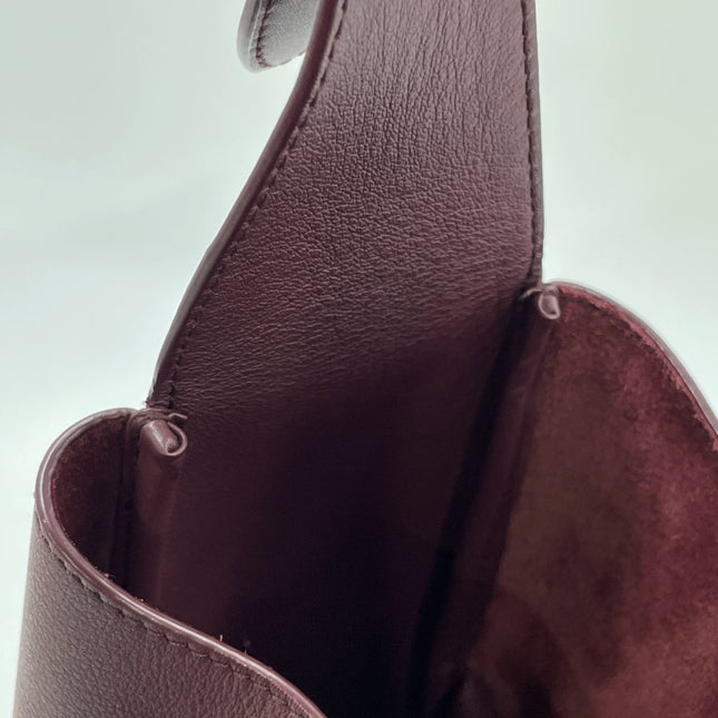 Yves Saint Laurent YSL Le 5 A 7 Hobo Small Burgundy Calfskin Shoulder Bag