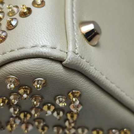 Lady Dior Mini Gold Calfskin Leather with Crystals Gold Hardware 2023