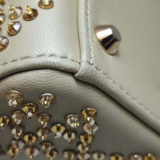 Lady Dior Mini Gold Calfskin Leather with Crystals Gold Hardware 2023