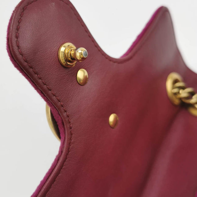 Sold Gucci Marmont Mini Flap Pink Velvet Handbag