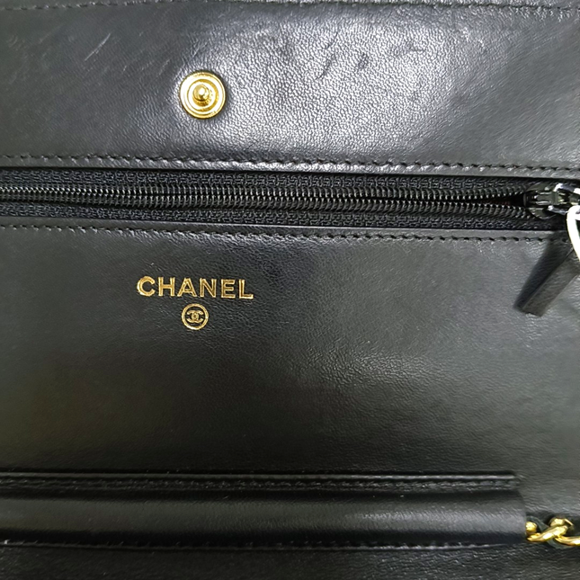 Chanel Wallet on Chain Classic Flap Black Lambskin Leather Gold Hardware