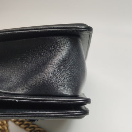 Chanel Le Boy Bag Small Camellia Black Lambskin Leather Gold Hardware