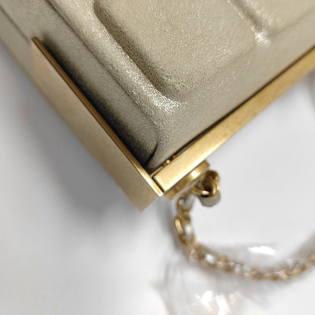 Chanel KissLock Chocolate Bar Box Metallic Gold Lambskin Crossbody Bag