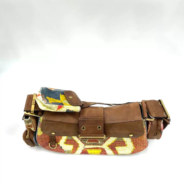 Dior Limited Edition Rare Columnbus Dior Strict Chic Brown Multicolor Velvet Bag