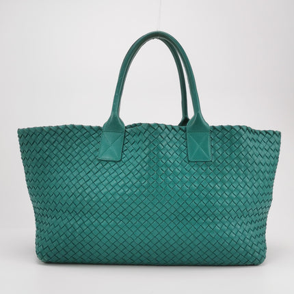 Bottega Veneta Cabat Large Intreccio Leather Tote Bag Green with Pouch 40cm