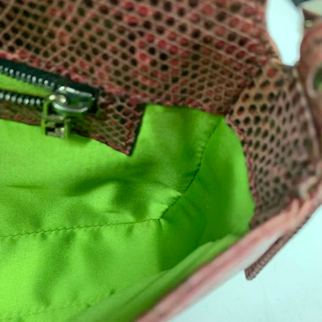 Fendi Baguette Purple Lizard Skin Leather Handbag