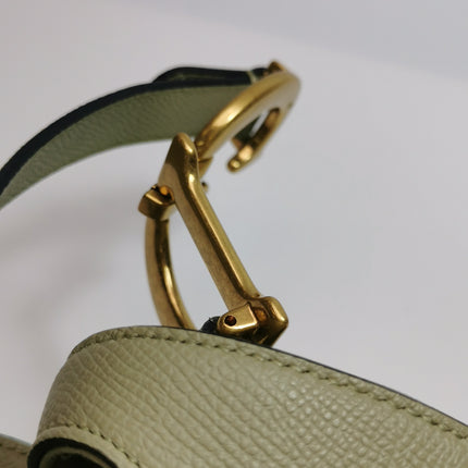 Dior Saddle Medium 2022 Mint Green Grained Leather Handbag with Leather Strap