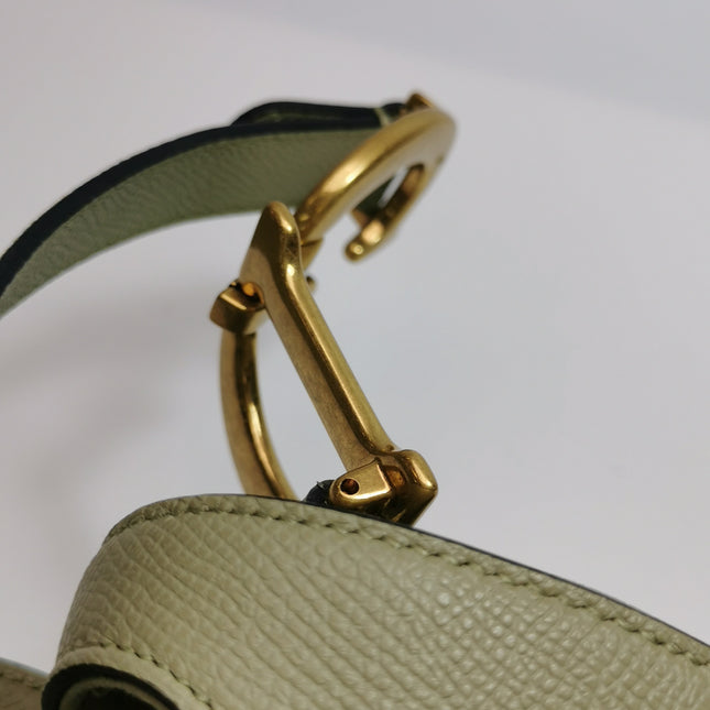 Dior Saddle Medium 2022 Mint Green Grained Leather Handbag with Leather Strap