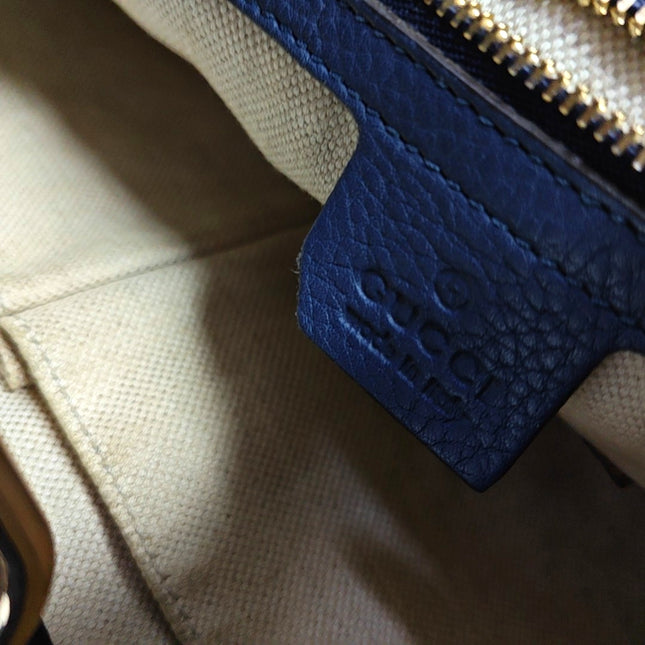 Gucci Jackie 1961 Soft Medium Navy Leather and Monogram