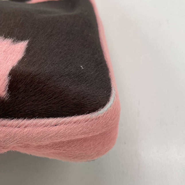 Fendi Baguette Pony-style Calfskin Leather Shoulder Bag in Pink Cow Print