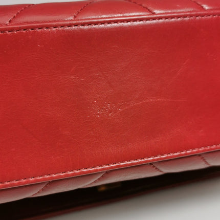 Chanel Coco Handle Small Red Lambskin Leather Chevron Stitching Gold Hardware, 2017-18