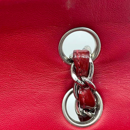 Chanel Classic Flap Medium 2011 Red Patent Leather Silver Hardware