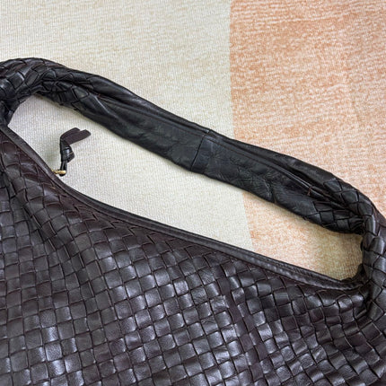 Bottega Veneta Veneta Hobo Dark Chocolate Brown Intreciatto Leather Bag Large 47cm