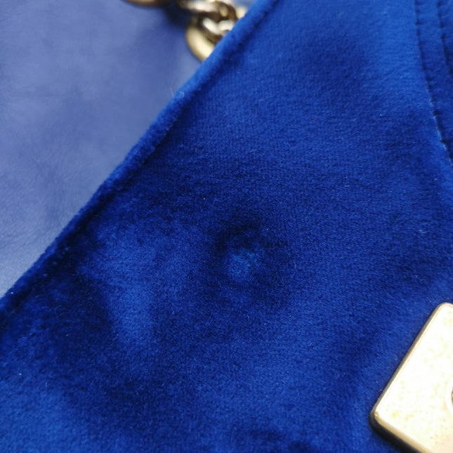 Gucci Marmont Mini Flap Navy Velvet Handbag