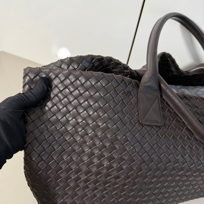 Bottega Veneta Cabat Tote Intreccio Leather Dark Chocolate Brown 40cm