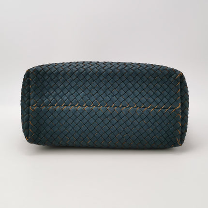 Bottega Veneta Cabat Tote Small/Medium Intreccio Blue Green Leather and Suede Lining 32cm