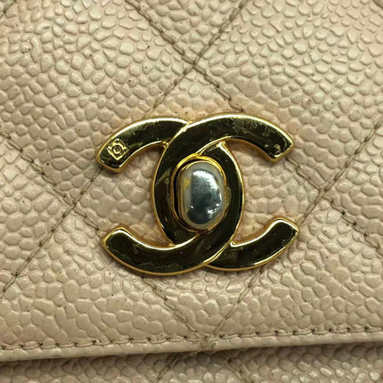 Chanel Medium Camera Case Bag Beige Caviar Leather Gold Hardware