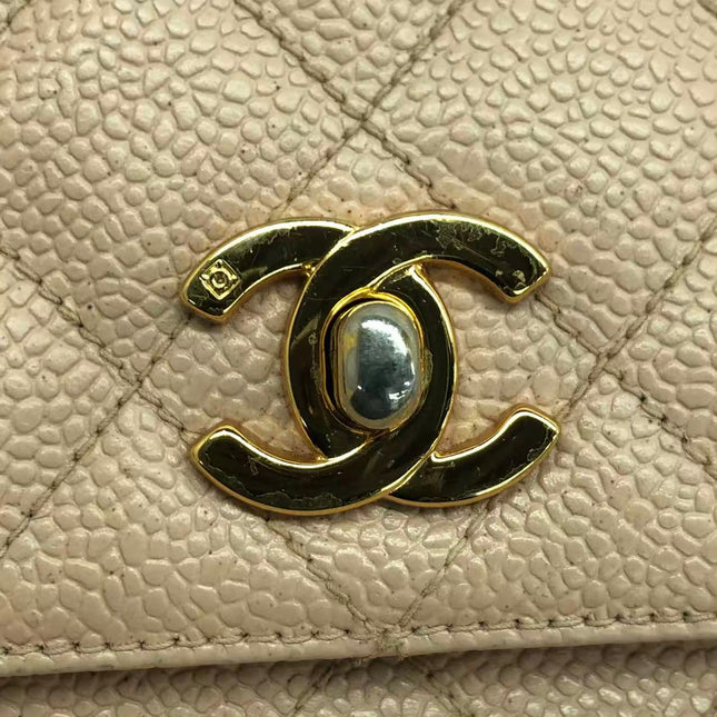 Chanel Medium Camera Case Bag Beige Caviar Leather Gold Hardware