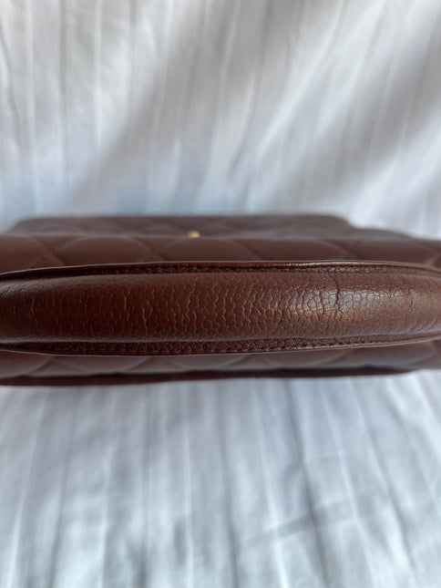 Chanel Vintage Top Handle Kelly Dark Caramel Flap Bag Caviar Leather 24k Gold Plated Hardware, 1996-1997