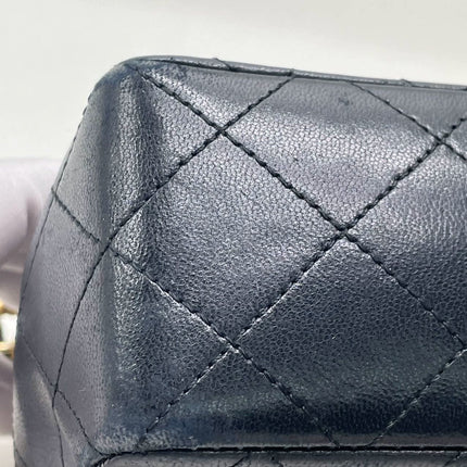 Chanel Vintage Classic Flap Mini Square Black Lambskin 24k Gold HW, 1989-1991